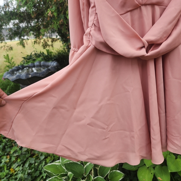 Mustard Seed Pink Wrap Sundress with Bell Sleeves - Picture 4 of 4
